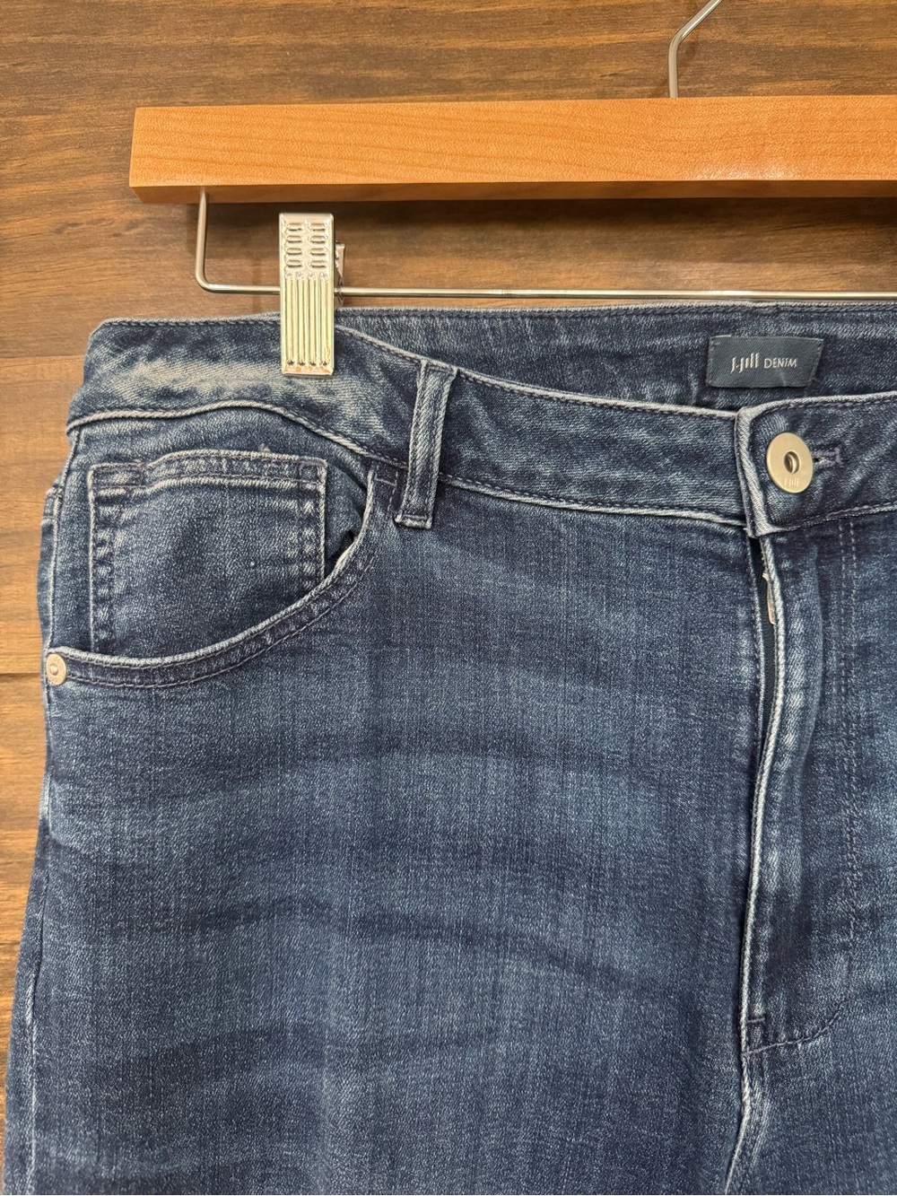 J.Jill Dark Blue Cuffed Jeans - High Rise, Straight Leg - Picture 3 of 6